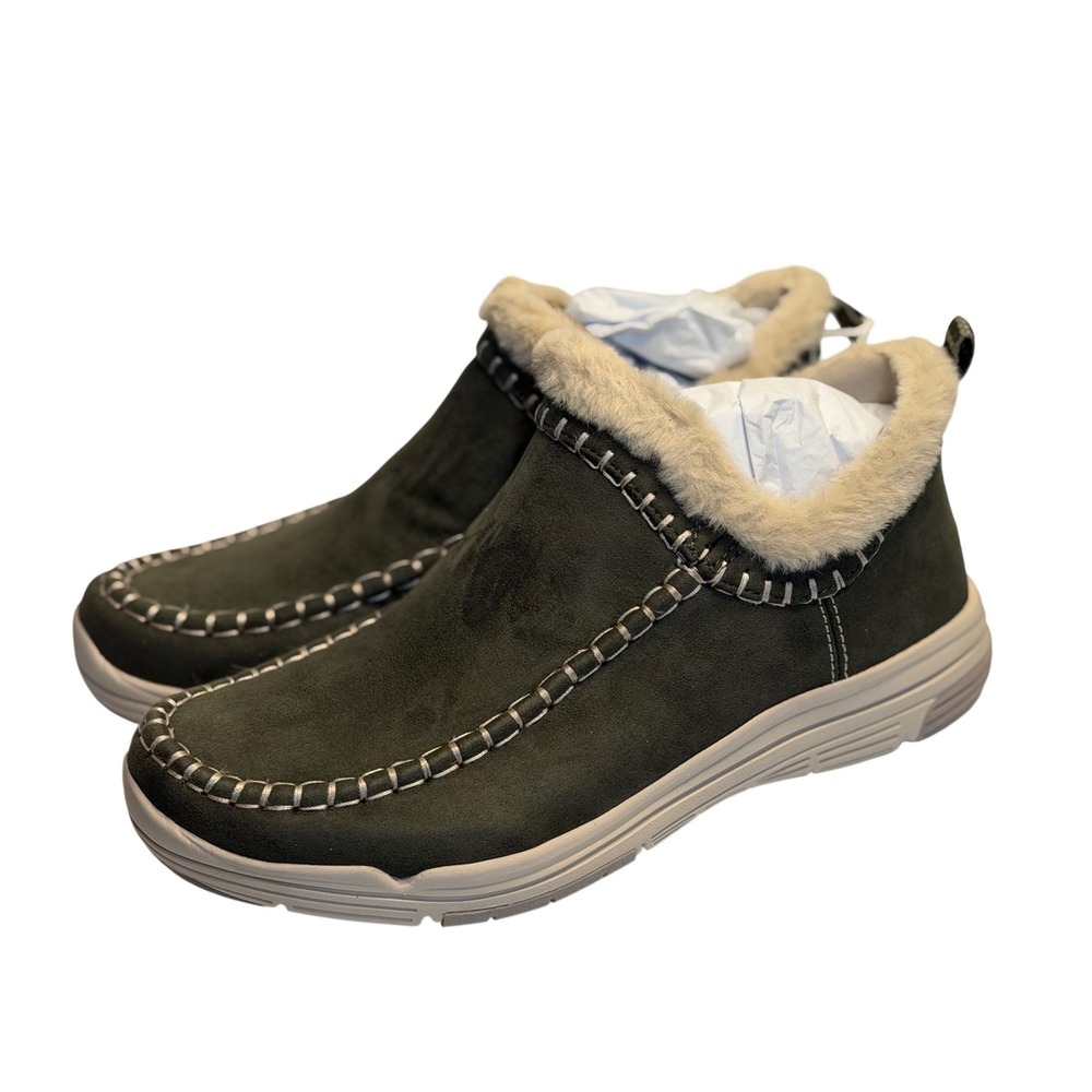 Ryka‎ Ariana Slip-On Shoes Alpine Green Water-Repellent Faux Fur Cozy Lined 9M